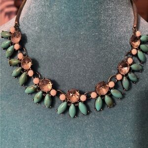 Elegant Turquoise and White Statement Necklace